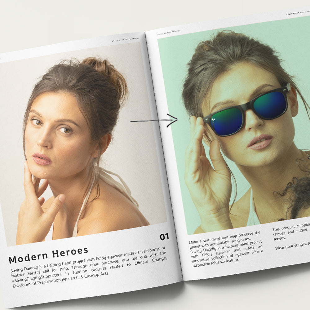 Earth Protector™ Foldable Eyewear - Blue Green Mirrored Lens