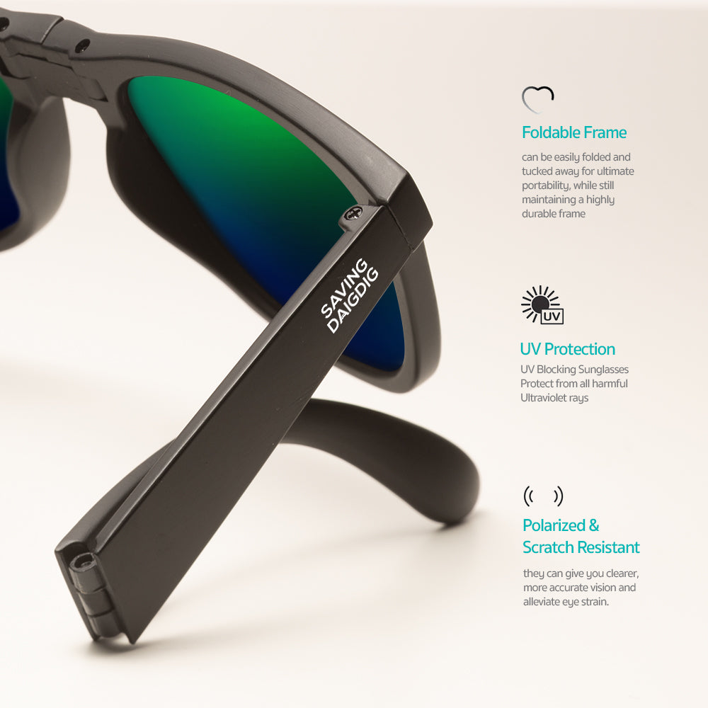 Earth Protector™ Foldable Eyewear - Blue Green Mirrored Lens