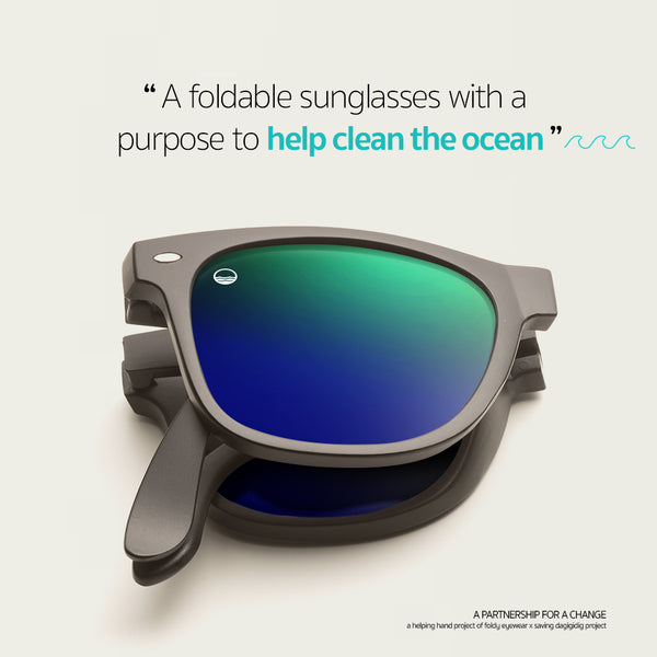 Earth Protector™ Foldable Eyewear - Blue Green Mirrored Lens