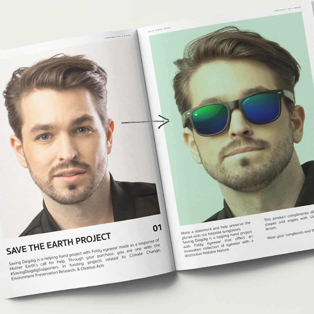 Daigdig Project Earth Protector™ Foldable Eyewear - Blue Green Mirrored Lens ...